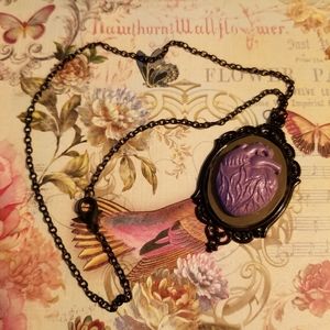 Goth purple and black heart pendant